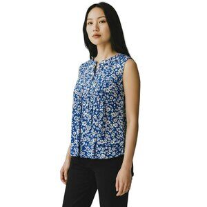 GAP Womens Sleeveless Blue & White Floral Button Down Blouse Medium